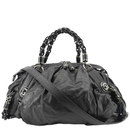 GUCCI Galaxy Medium Leather Top Handle Shoulder Bag Black 228838