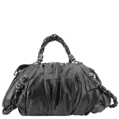 GUCCI Galaxy Medium Leather Top Handle Shoulder Bag Black 228838