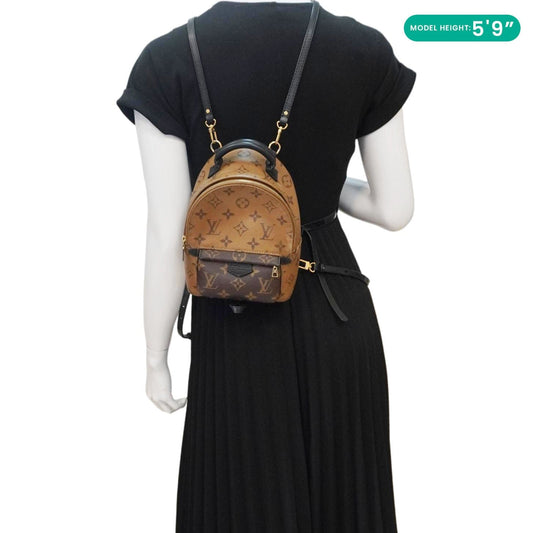 LOUIS VUITTON Palm Springs Mini Monogram Reverse Canvas Backpack Bag Brown