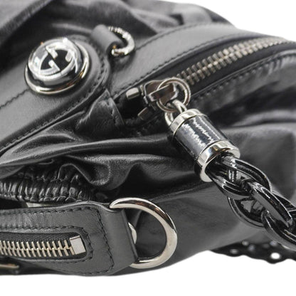 GUCCI Galaxy Medium Leather Top Handle Shoulder Bag Black 228838