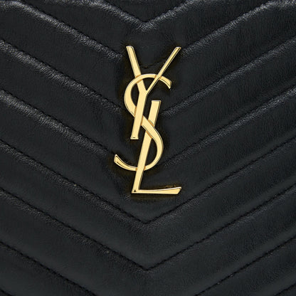 Saint Laurent Monogram Quilted Leather Pouch Black GHW