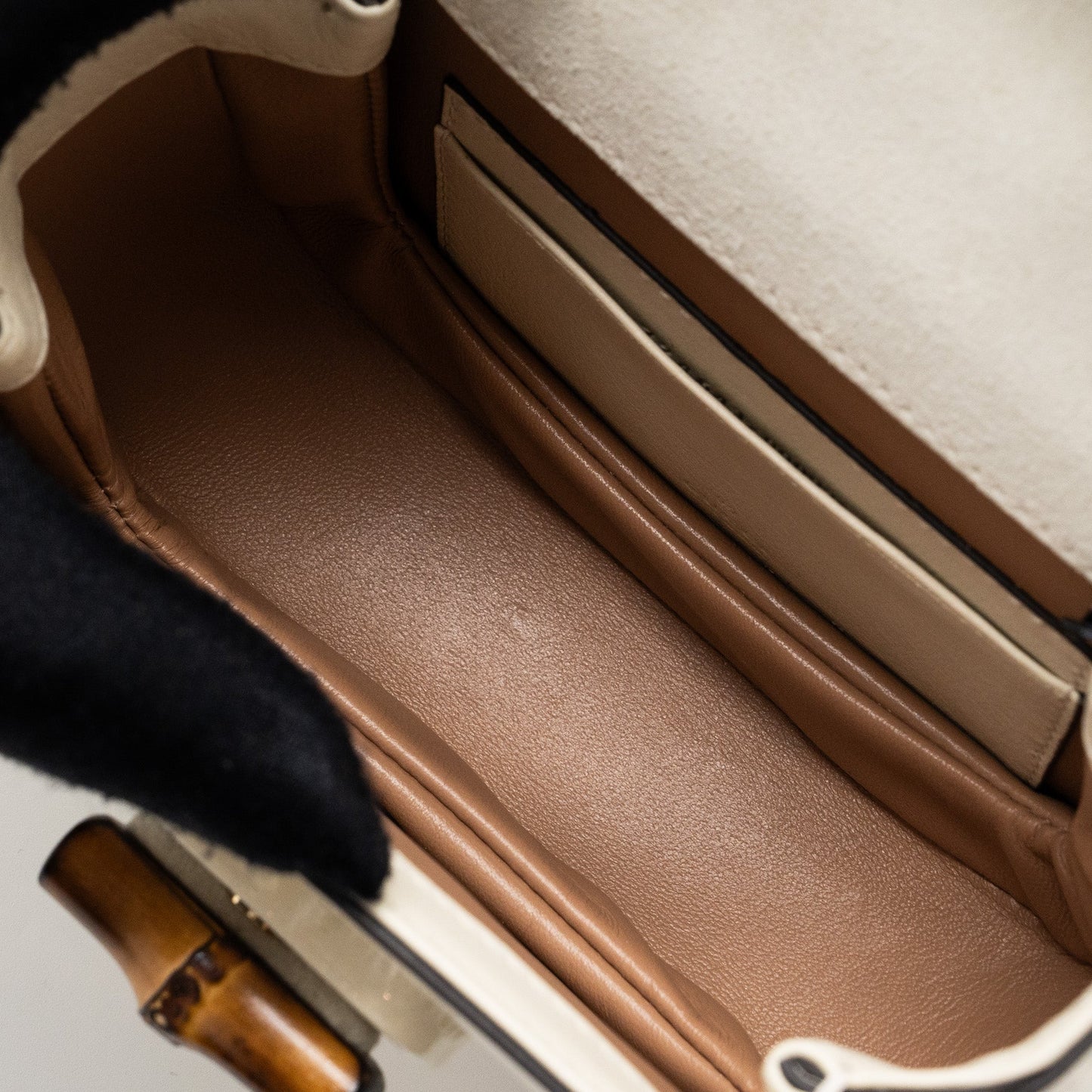 Gucci Bamboo 1947 Mini Top Handle Bag Patent Leather White