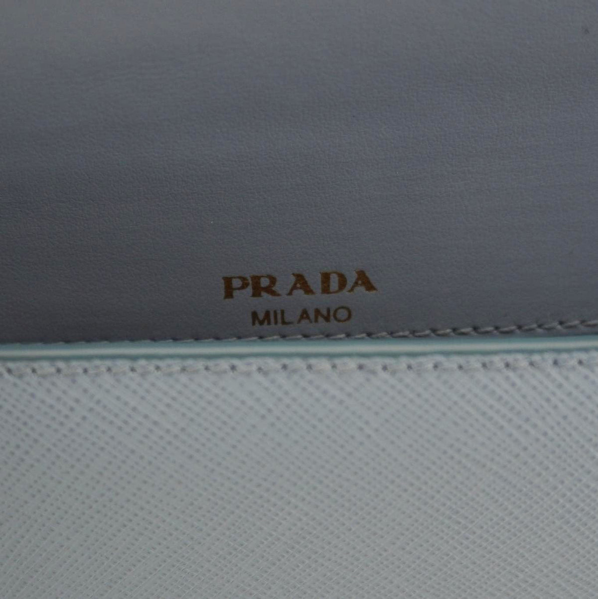 PRADA Bandoliera Flip Lock Saffiano Leather Chain Crossbody Bag Blue