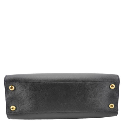 PRADA Soft Zippered Saffiano Leather Tote Bag Black