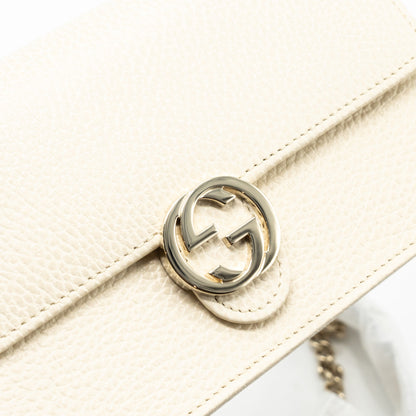 Gucci Interlocking G Crossbody Chain Bag Wallet leather White L