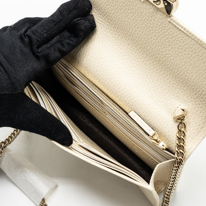 Gucci Interlocking G Crossbody Chain Bag Wallet leather White L