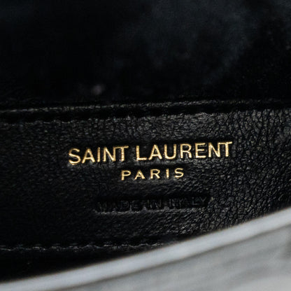 Saint Laurent Manhattan Shoulder Bag Crocodile-Embossed Black GHW