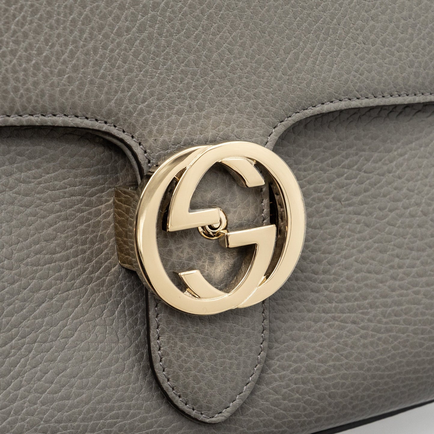 Gucci top handle messanger bag calfskin grey L
