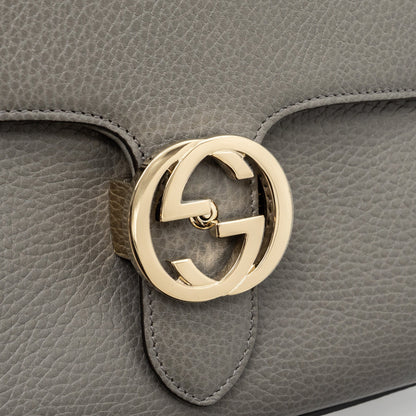 Gucci top handle messanger bag calfskin grey L