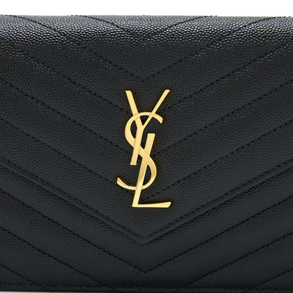 Saint Laurent/YSL Envelop Chain Wallet Black GHW