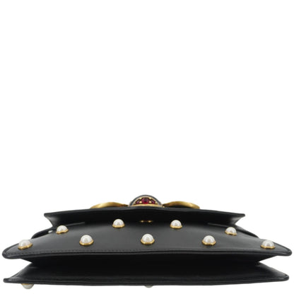 GUCCI Broadway Queen Margaret Pearl Studded Nappa Leather Crossbody Bag Black 453778