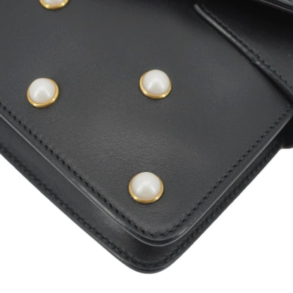 GUCCI Broadway Queen Margaret Pearl Studded Nappa Leather Crossbody Bag Black 453778