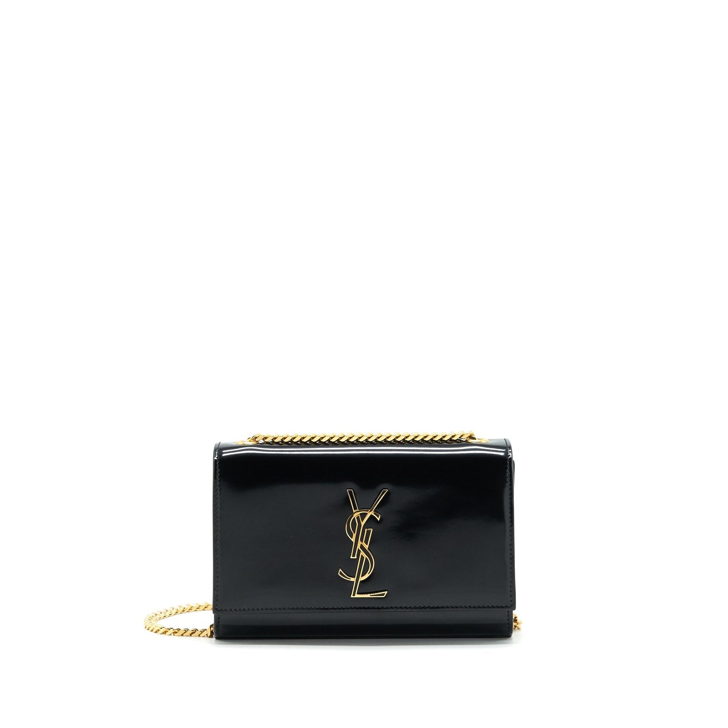 Saint Laurent Kate Flap Bag Patent Black GHW