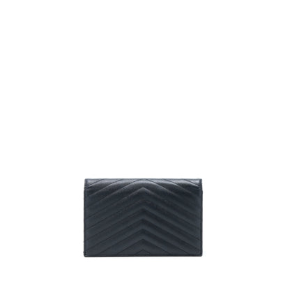 Saint Laurent/ YSL Envelope Wallet On Chain Grain Calfskin Black SHW