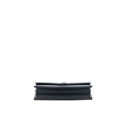 Saint Laurent/ YSL Envelope Wallet On Chain Grain Calfskin Black SHW