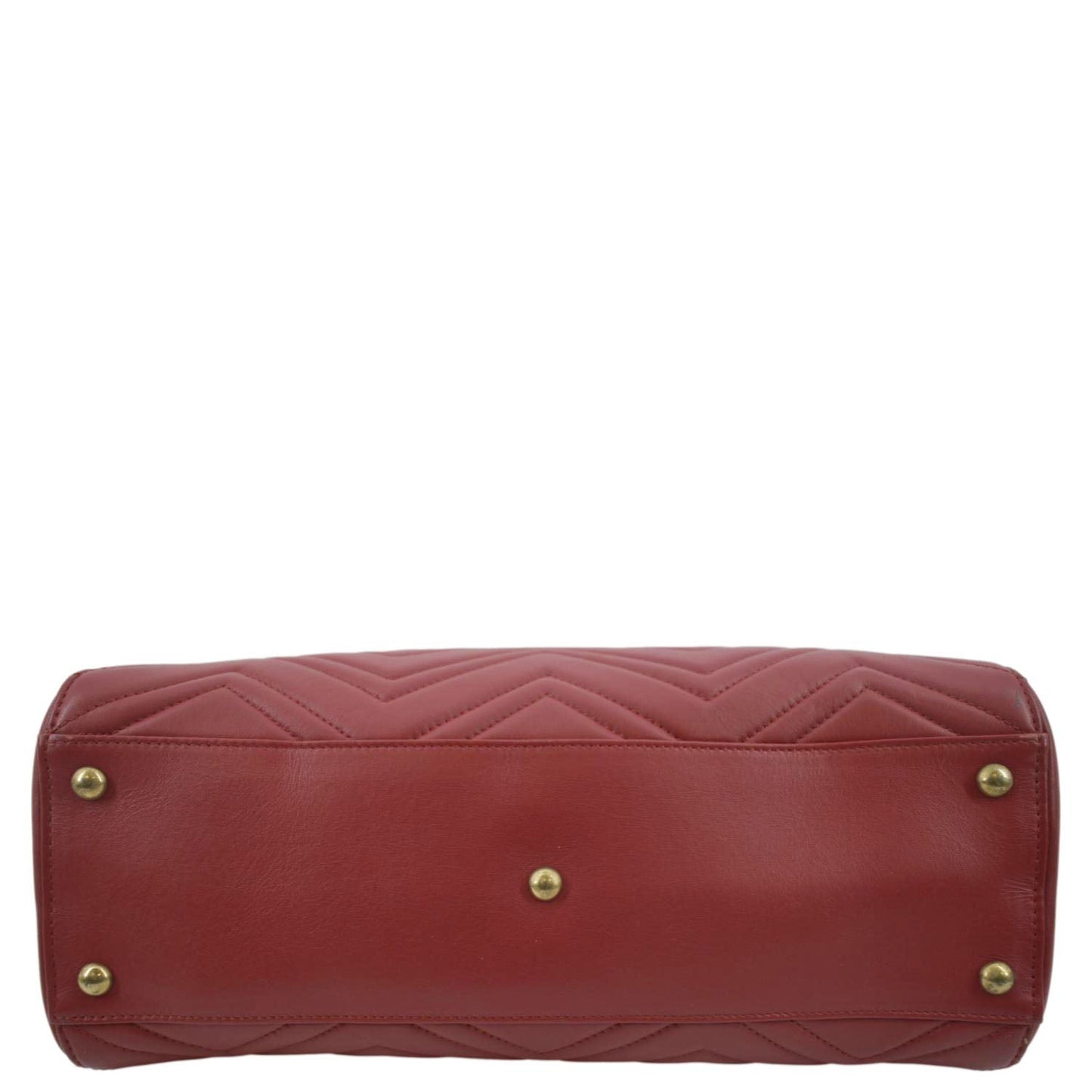 GUCCI GG Marmont Medium Matelasse Leather Top Handle Shoulder Bag Red 443505