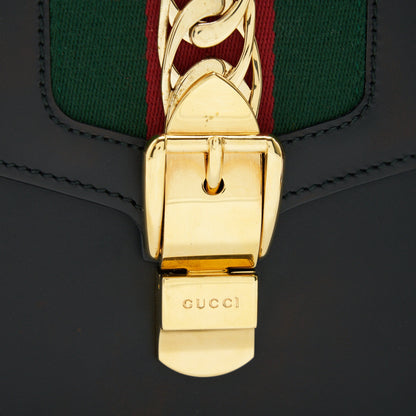 GUCCI SYLVIA SMALL LEATHER BAG BLACK