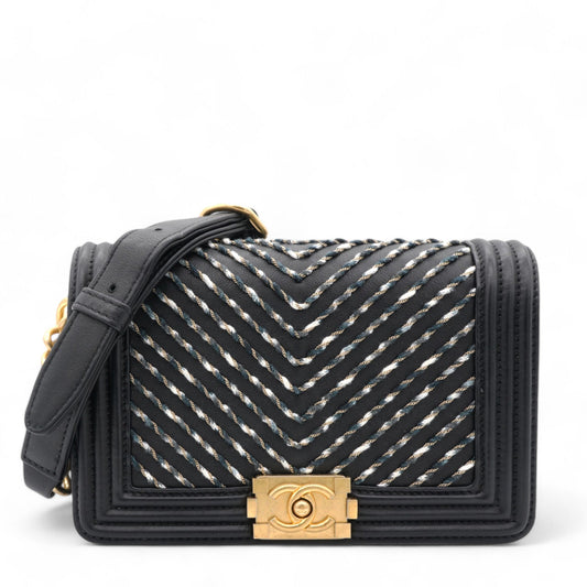 Chanel Chevron Embroidered Boy By The Sea Flap Waist Belt Bag Black