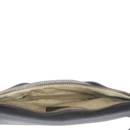 GUCCI Logo Print Small Grained Calfskin Leather Belt Bag Black 527792