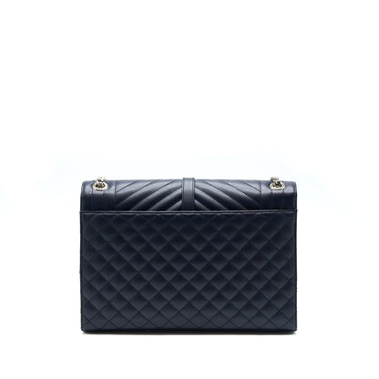 Saint Laurent Envelop Shoulder Bag Calfskin Navy SHW