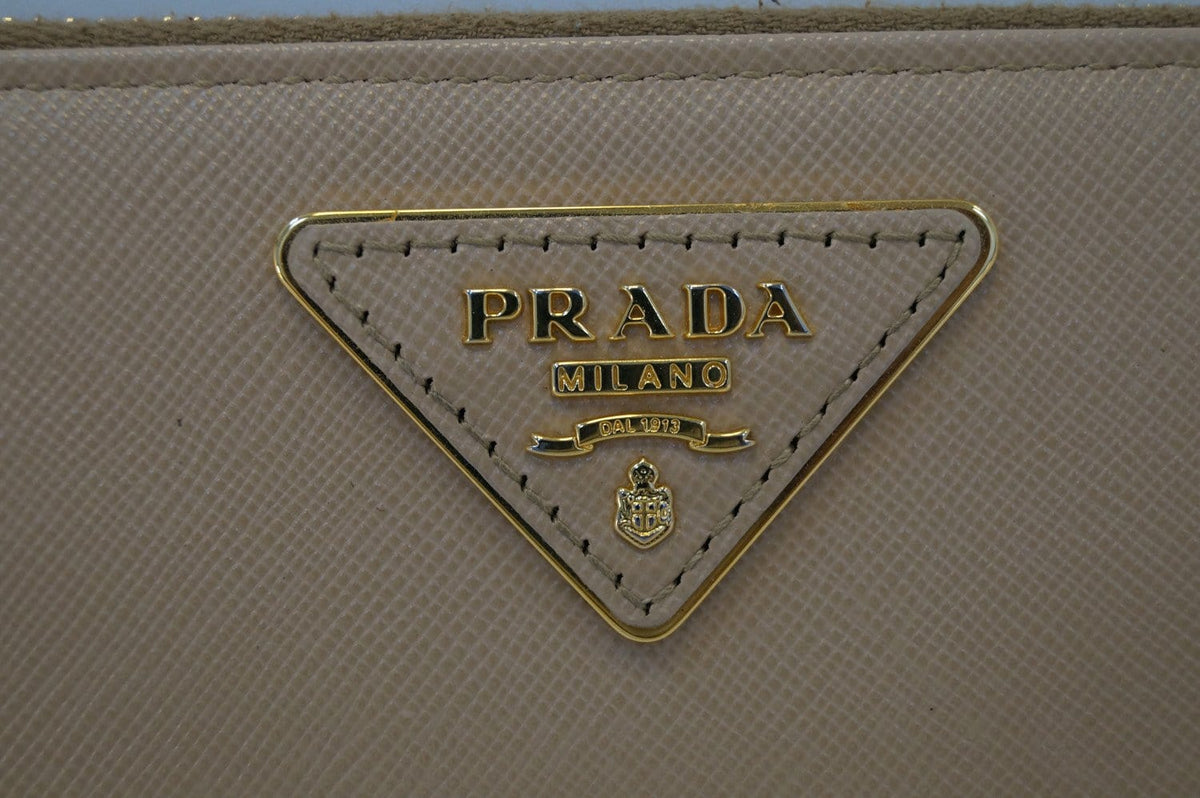 Prada Saffiano Zip-Around Beige Ladies Wallet