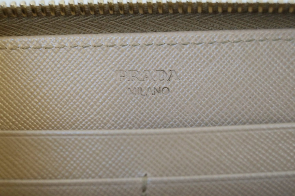 Prada Saffiano Zip-Around Beige Ladies Wallet