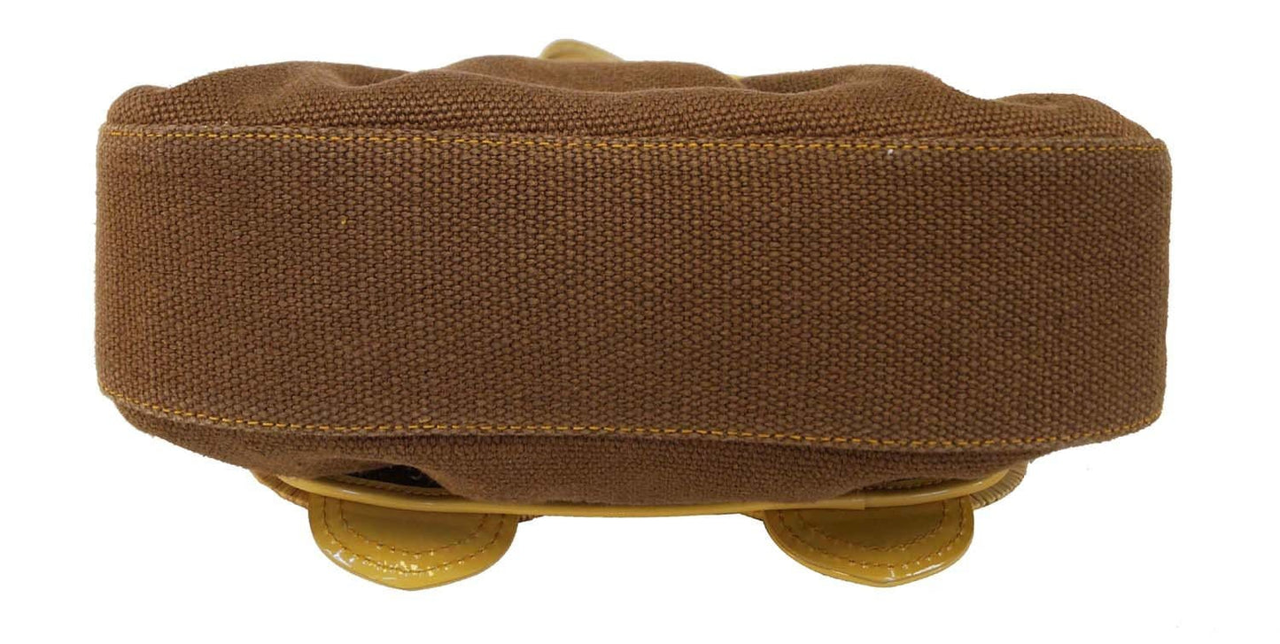 Fendi Raffia B Canvas Brown Shoulder Bag Mint Condition