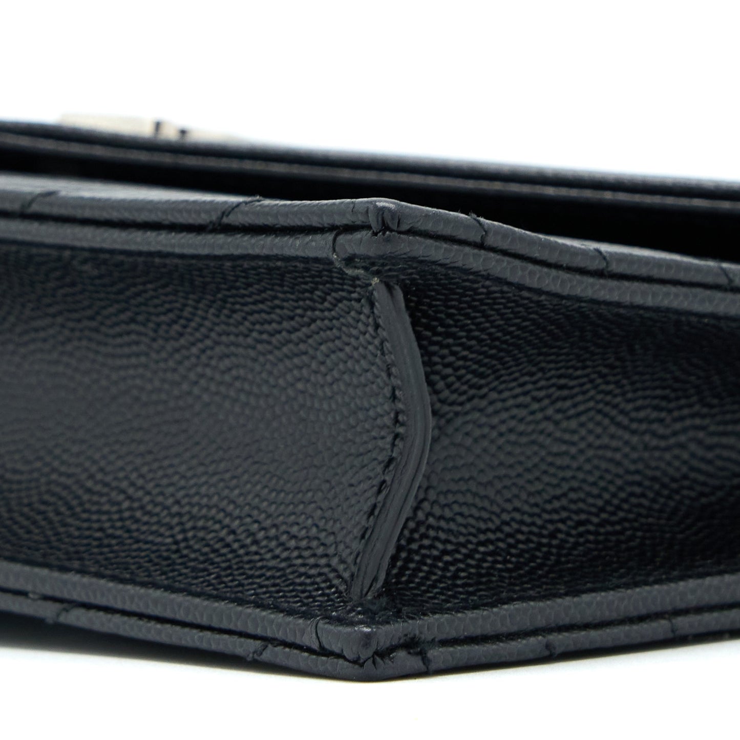 Saint Laurent/ YSL Envelope Wallet On Chain Grain Calfskin Black SHW