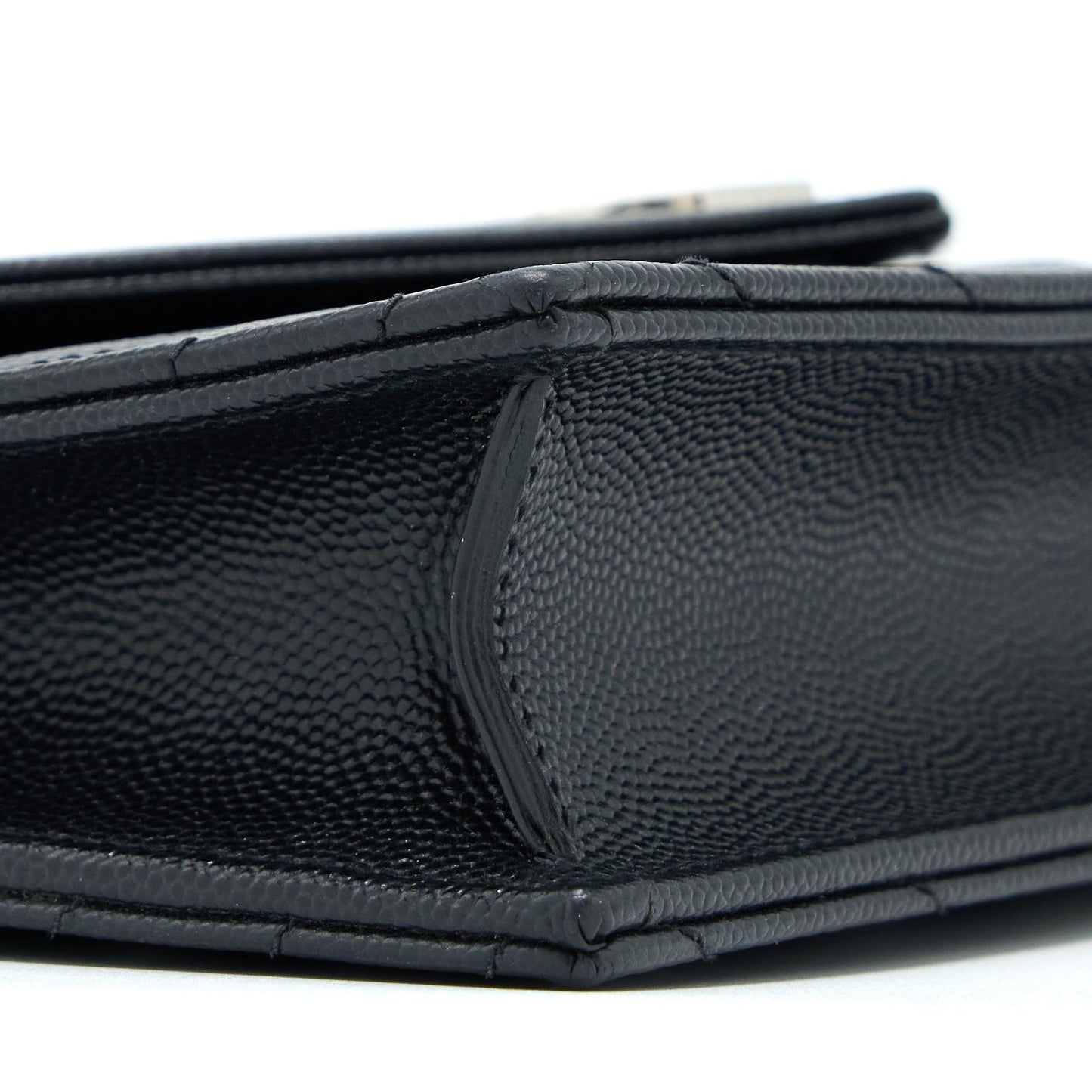 Saint Laurent/ YSL Envelope Wallet On Chain Grain Calfskin Black SHW