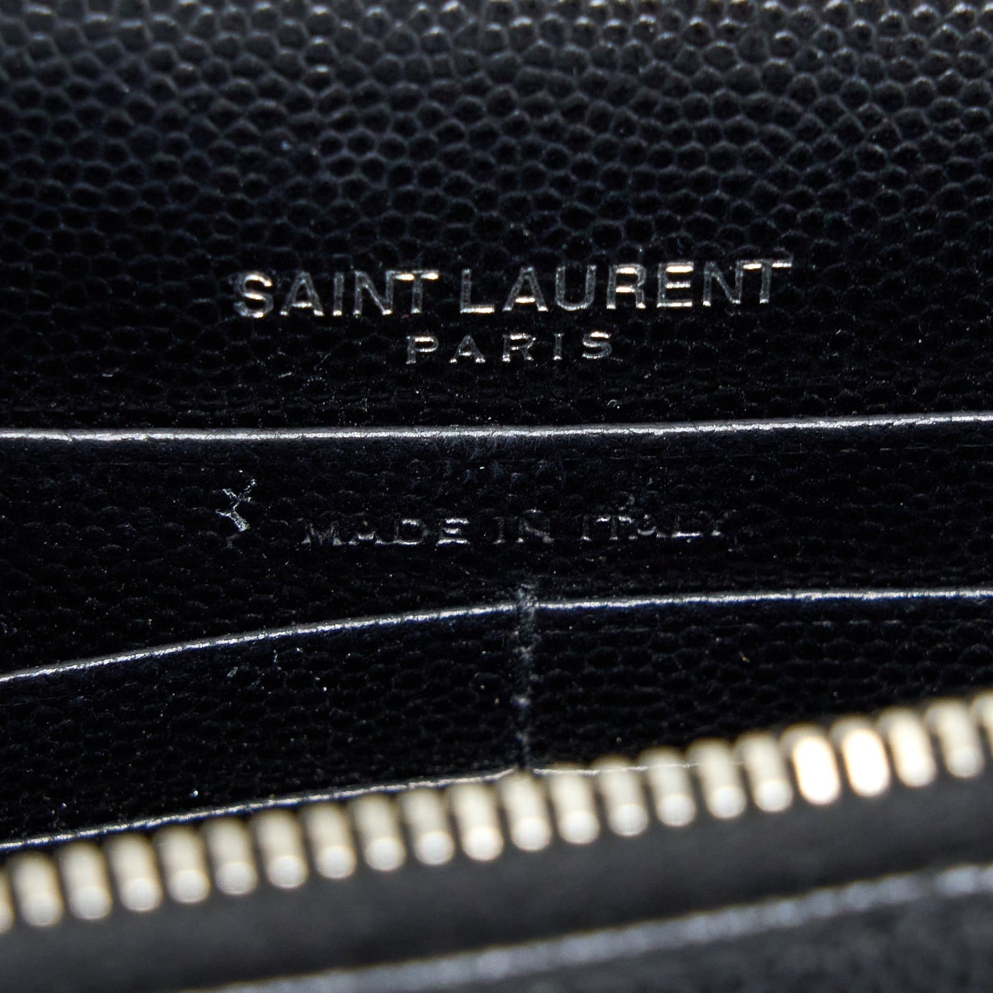 Saint Laurent/ YSL Envelope Wallet On Chain Grain Calfskin Black SHW