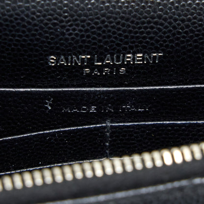 Saint Laurent/ YSL Envelope Wallet On Chain Grain Calfskin Black SHW