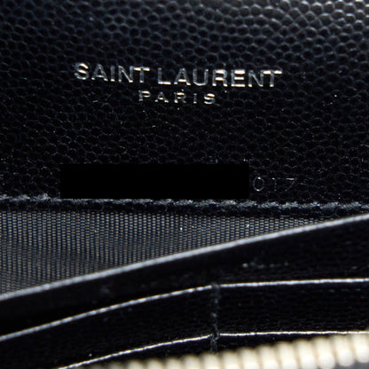 Saint Laurent/ YSL Envelope Wallet On Chain Grain Calfskin Black SHW