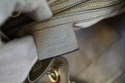 GUCCI Gold Pebbled Leather Soho Chain Tote Bag