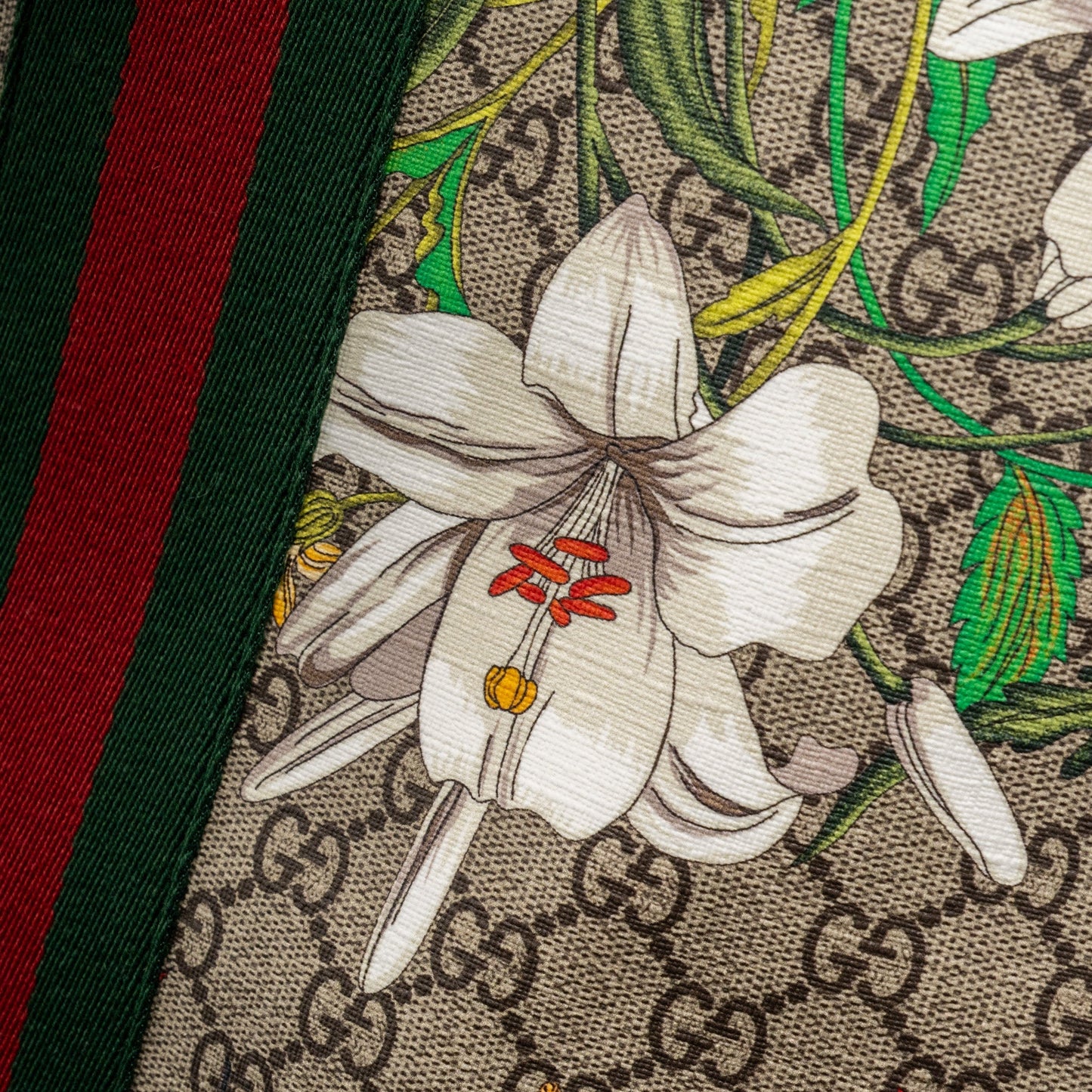 GUCCI OPHIDIA GG LEATHER TRIMMED Flora PRINTED COATED CANVAS TOTE Mulitcolour