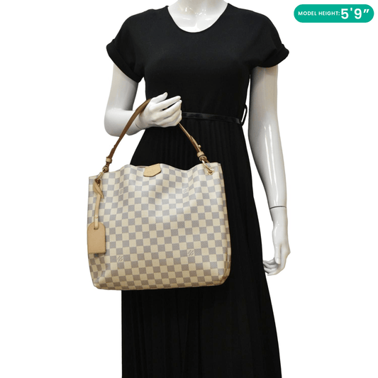 LOUIS VUITTON Graceful PM Damier Azur Shoulder Bag Rose Ballerine