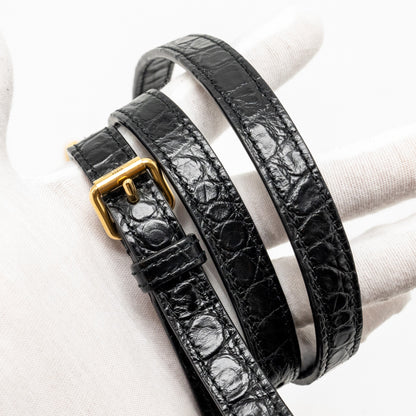 Saint Laurent/YSL Nano Sac de Jour Croc-Embossed Calfskin Black GHW