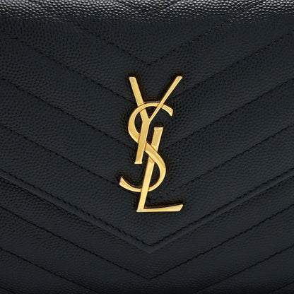 Saint Laurent/YSL Envelop Chain Wallet Caviar Black GHW