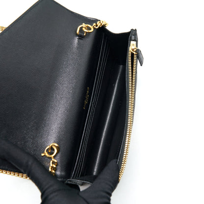 Saint Laurent/YSL Envelop Chain Wallet Caviar Black GHW