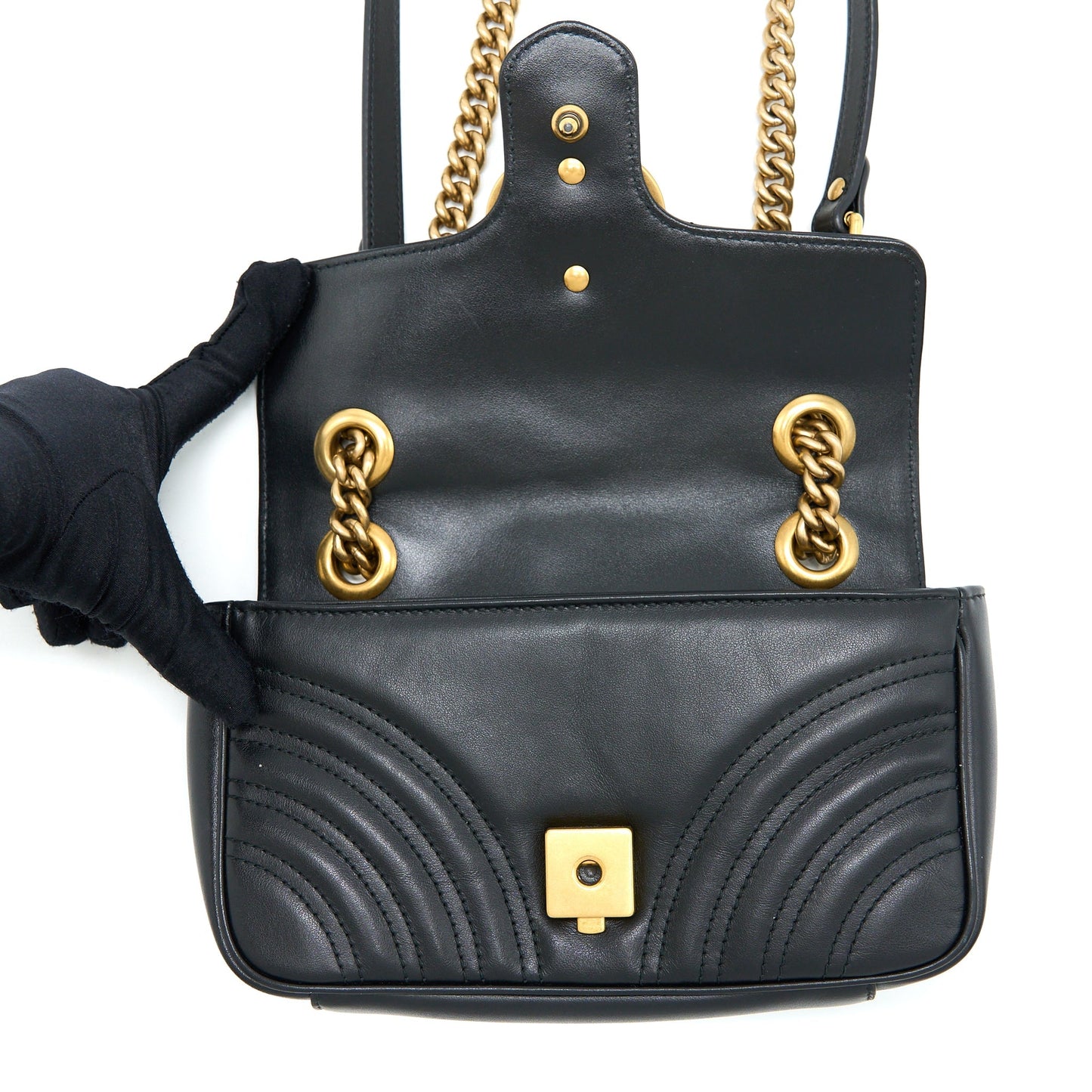 Gucci Small Marmont Shoulder Bag Calfskin Black