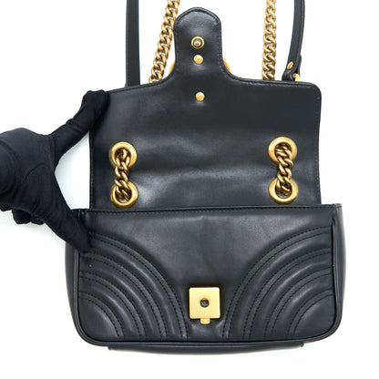 Gucci Small Marmont Shoulder Bag Calfskin Black