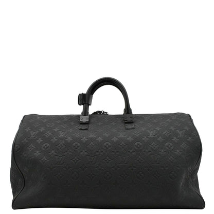 LOUIS VUITTON Keepall 50 by Virgil Abloh Taurillon Leather Travel Bag Absolute Black