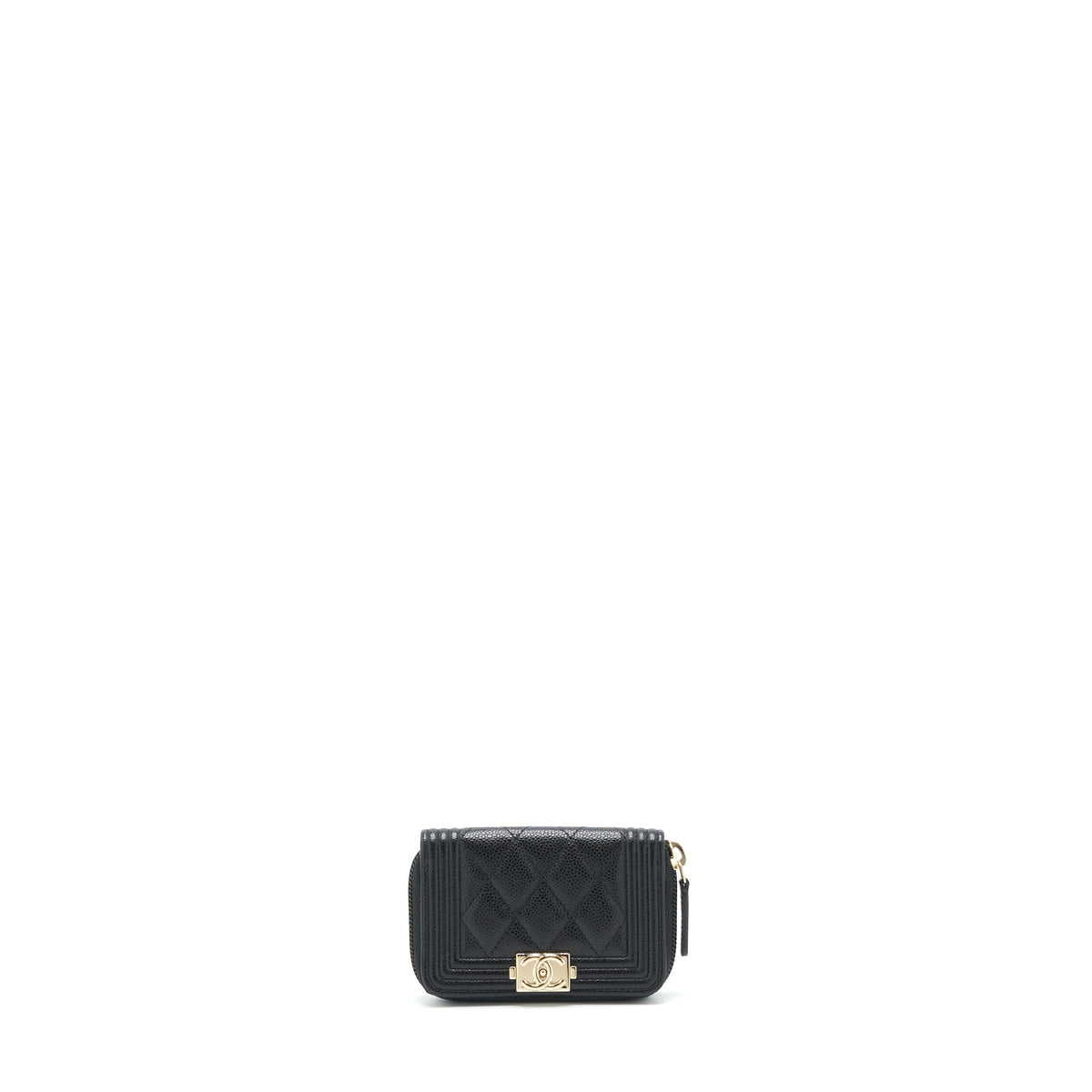 Chanel Classic Boy Zip Cardholder Caviar Black LGHW