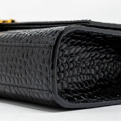 Saint Laurent/YSL Kate Tassel Bag Croc-Embossed Calfskin Black GHW