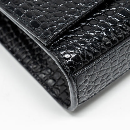 Saint Laurent/YSL Kate Tassel Bag Croc-Embossed Calfskin Black GHW