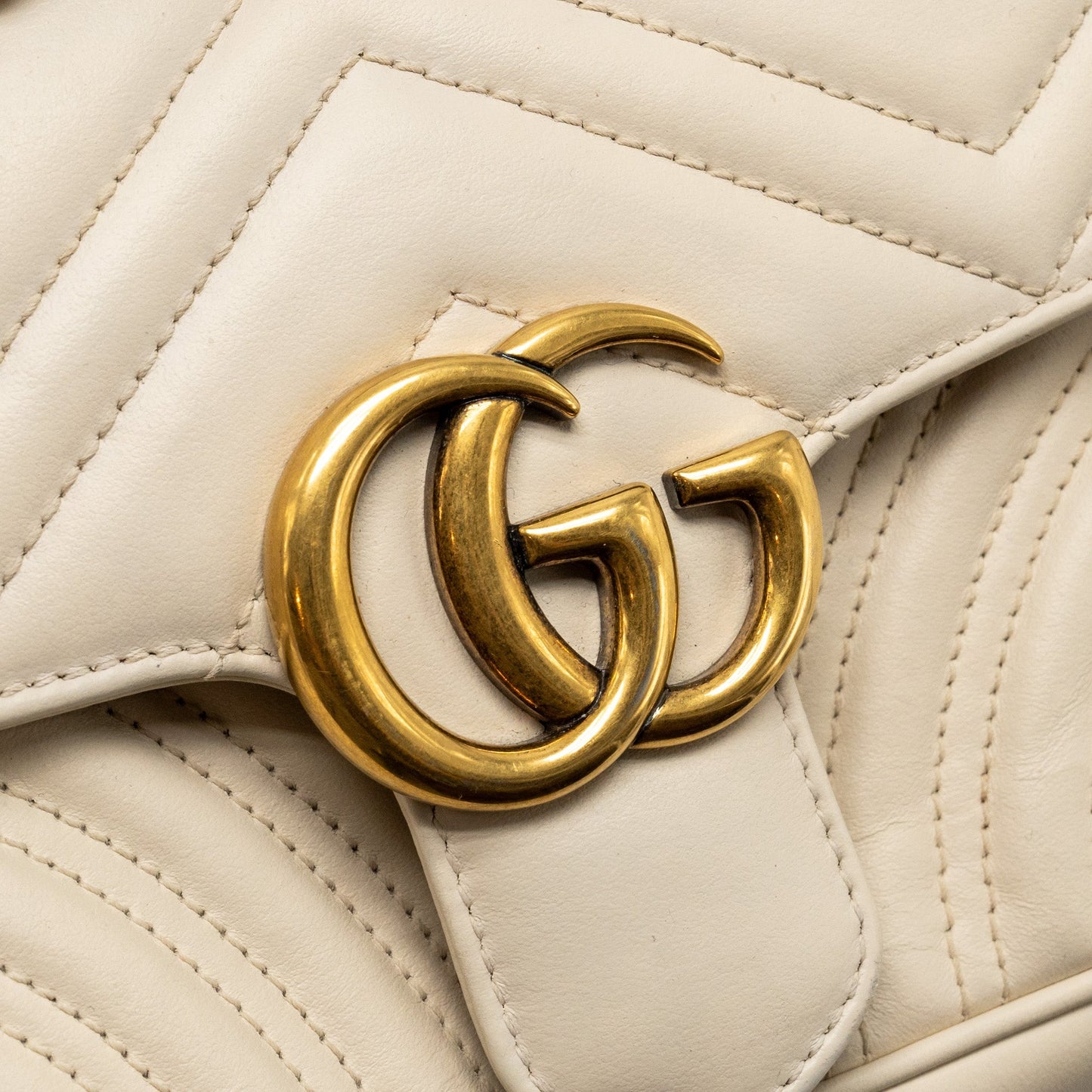 Gucci Mini GG Marmont Shoulder Bag Calfskin White