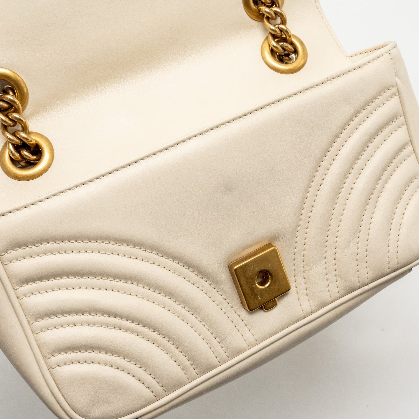 Gucci Mini GG Marmont Shoulder Bag Calfskin White