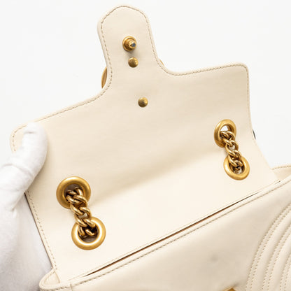 Gucci Mini GG Marmont Shoulder Bag Calfskin White