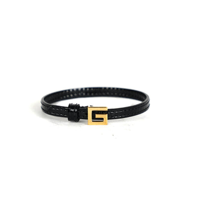 Gucci Leather Bracelet with Square G