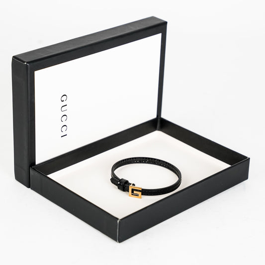 Gucci Leather Bracelet with Square G