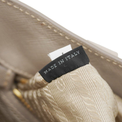 PRADA Galleria Double Zip Saffiano Leather Top Handle Tote Bag Beige